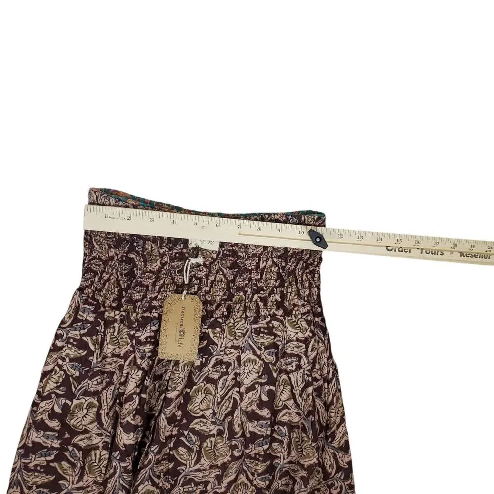 NEW Natural Life Convertible Reversible Skirt Crop Top XS Cotton Smocked Mini